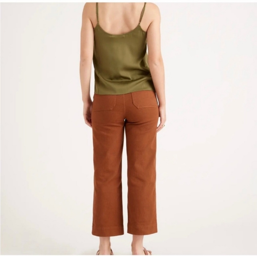 Quince Women Organic Stretch Cotton Twill Straight Leg Cropped Pants Jean Brown - Picture 3 of 8